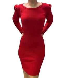 Women's Ribbed Red Bodycon Mindi Dress  Medium